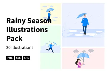 Saison des pluies Pack d'Illustrations