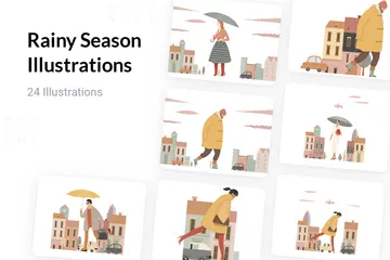 Saison des pluies Pack d'Illustrations