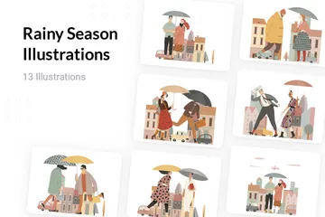 Saison des pluies Pack d'Illustrations