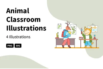 Sala de aula de animais Illustration Pack