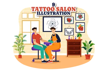 Salão de tatuagem Pacote de Ilustrações
