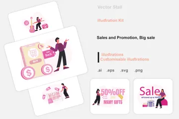 Sales And Promotion, Big Sale Illustration Pack