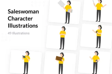 Saleswoman Character Illustration Pack