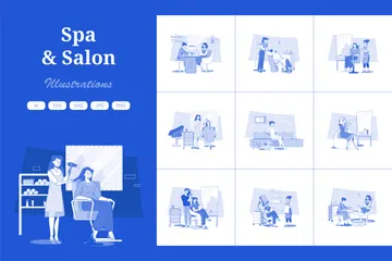 Salon de beauté et spa Pack d'Illustrations