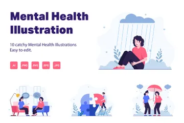 Salud mental Paquete de Ilustraciones