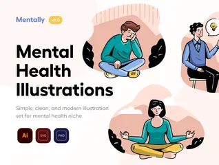 Salud mental Paquete de Ilustraciones