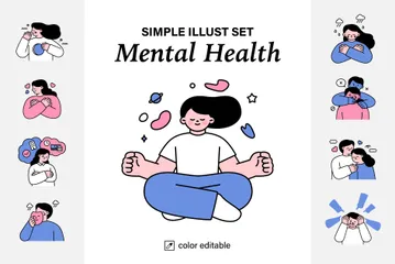 Salud mental Paquete de Ilustraciones