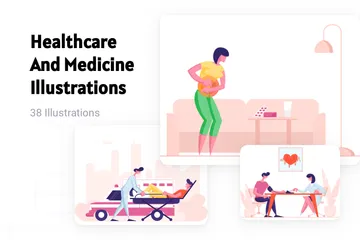 Atención sanitaria y medicina Paquete de Ilustraciones