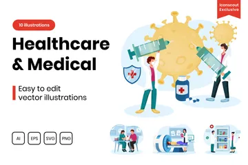 Atención sanitaria y médica Paquete de Ilustraciones