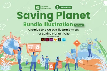 Salvando o planeta Pacote de Ilustrações