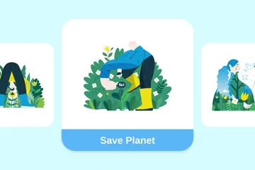 Salvar el planeta Paquete de Ilustraciones