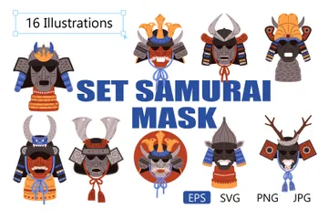 Samurai Mask Illustration Pack