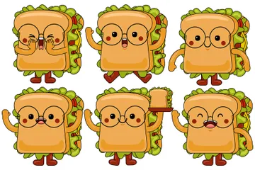 Sandwich Mascot Illustration Pack