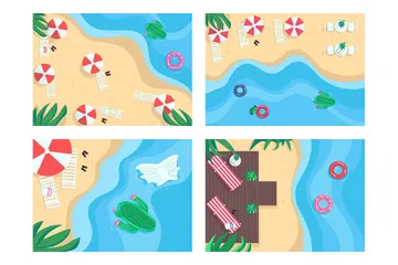 Sandy Beaches Illustration Pack