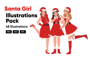 Santa Girl Illustration Pack