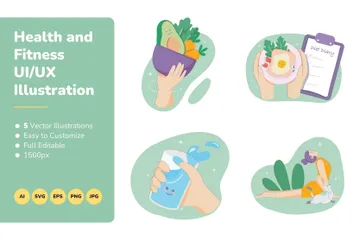 UI/UX de santé et de remise en forme Pack d'Illustrations