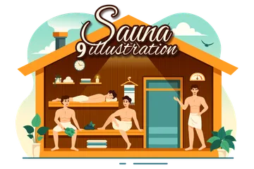 Sauna And Steam Room Illustration Pack