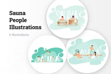 Sauna People Illustration Pack