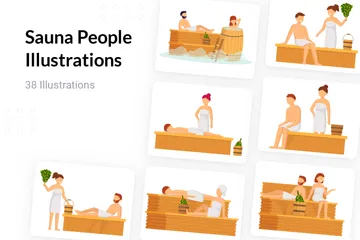 Sauna People Illustration Pack