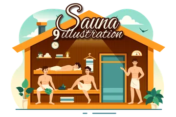 Sauna und Dampfbad Illustrationspack