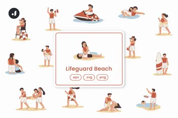 Plage surveillée Pack d'Illustrations