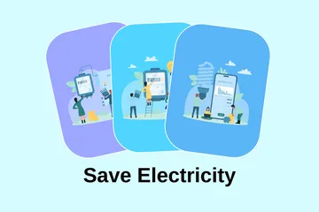 Save Electricity Illustration Pack