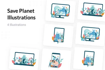 Save Planet Illustration Pack