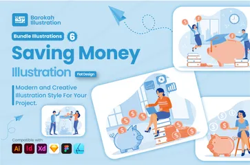 Saving Money Illustration Pack