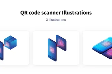 Scanner de codes QR Illustration Pack