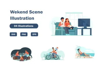 Scène du week-end Pack d'Illustrations