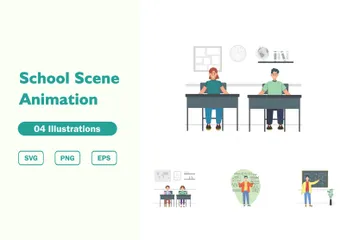 Scène scolaire Pack d'Illustrations