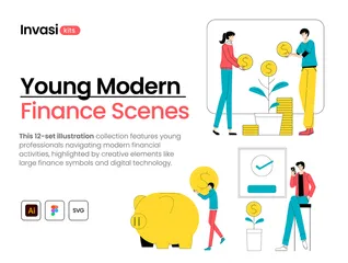 Scènes de la finance moderne Pack d'Illustrations