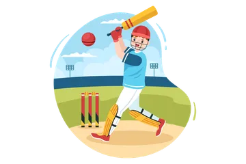 Schlagmann spielt Cricket Illustrationspack