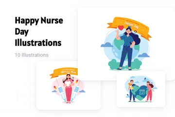 Alles Gute zum Tag der Krankenschwester Illustrationspack