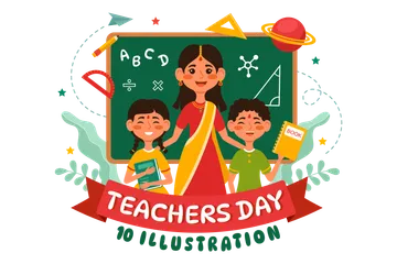 Alles Gute zum Lehrertag in Indien Illustrationspack
