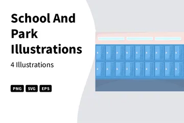 School And Park Illustration Pack