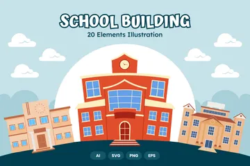 School Building Illustration Pack
