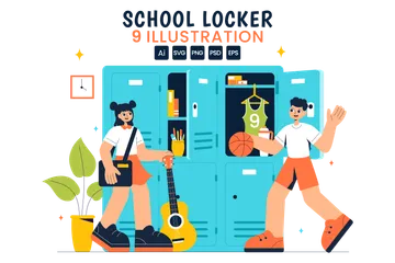 School Locker Room Illustration Pack