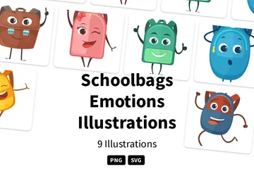 Schoolbags Emotions Illustration Pack