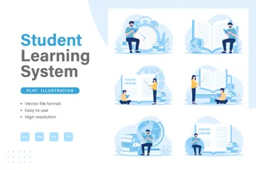 Schüler-Lernsystem Illustrationspack