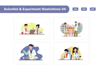 Scientist And Experiment Illustration Pack