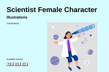 Scientist Female Character Illustration Pack