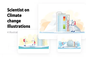 Scientist On Climate Change Illustration Pack