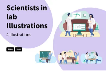 Scientists In Lab Illustration Pack