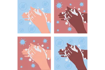 Se laver les mains pour l'hygiène Pack d'Illustrations