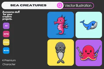 Sea Creatures Illustration Pack