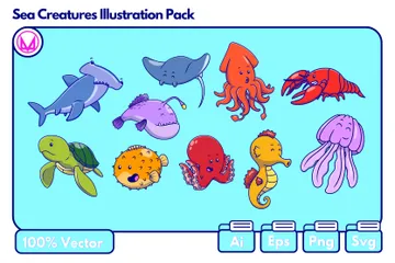 Sea Creatures Illustration Pack