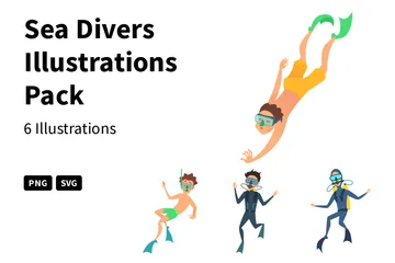 Sea Divers Illustration Pack