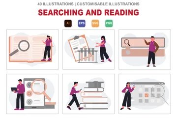 Searching And Reading Illustration Pack