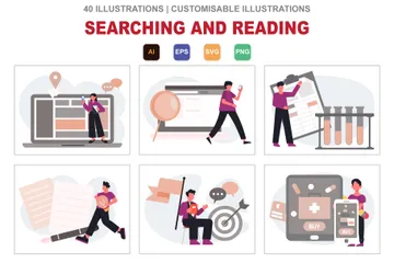 Searching And Reading Illustration Pack